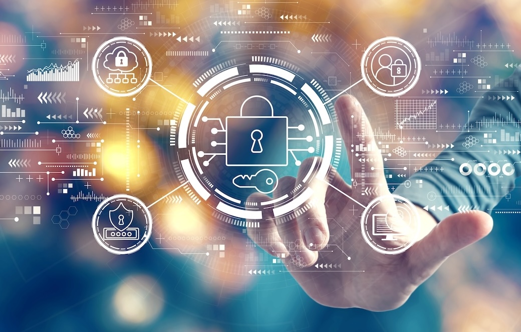 Data,Security,Concept,With,Man,On,Blurred,Blue,City,Light